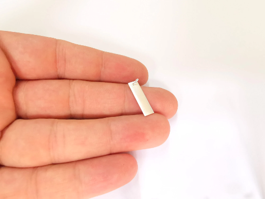 Sterling Silver Stamping Charms Blank Tag Charms with Loop, 925 Silver Charms (20x5mm) G30131