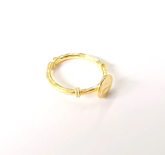 Stamping Ring Blanks, Gold Plated Sterling Silver, Engraving Blank, Statement Rings, Adjustable Nameplate Ring, 925 Solid Silver 8mm G30143