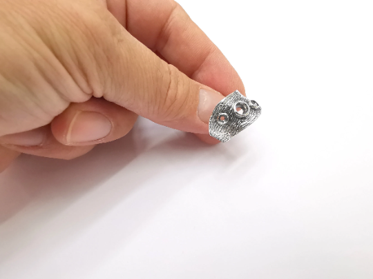 Sterling Silver Ring Blank Bezel 925 Antique Silver Setting Cabochon Ring Mounting Adjustable Ring Base G30100