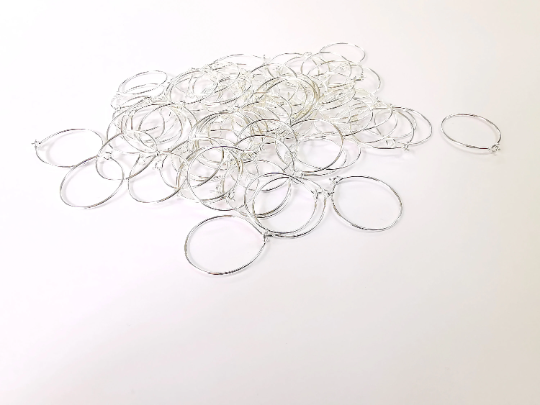 2 Solid Sterling Silver Earring Hoop Wire 925 Silver Earring Hoop Findings 2 Pcs (1 pair) Earring Clasp (20mm) G30069