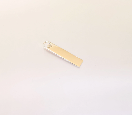 Sterling Silver Stamping Charms Blank Tag Charms with Loop, 925 Silver Charms (20x5mm) G30131