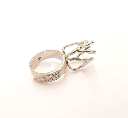 Claw Ring Sterling Silver Claw Ring Blank 925 Silver Ring Bezel Branched Ring Setting Cabochon Mounting Adjustable Ring Base G30108
