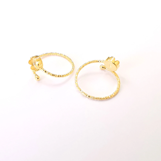 Sterling Silver Ring Blank Bezel Shiny Gold 925 Silver Ring Setting Resin Blank Cabochon Ring Mounting Adjustable Ring Base G30137