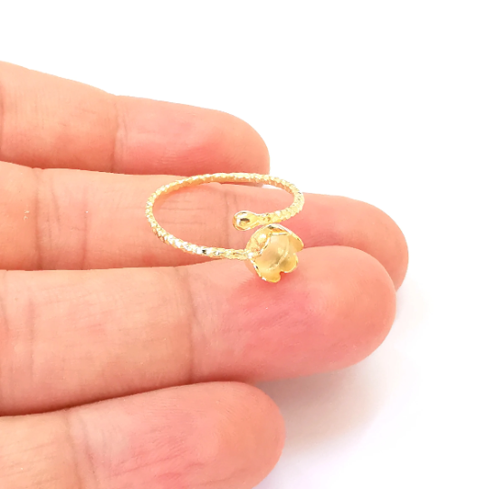 Sterling Silver Ring Blank Bezel Shiny Gold 925 Silver Ring Setting Resin Blank Cabochon Ring Mounting Adjustable Ring Base G30137