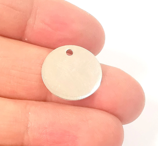 Sterling Silver Stamping Blank Charms 925 Silver Disc Charms Round Charms Pendant, Findings (18mm) G30147