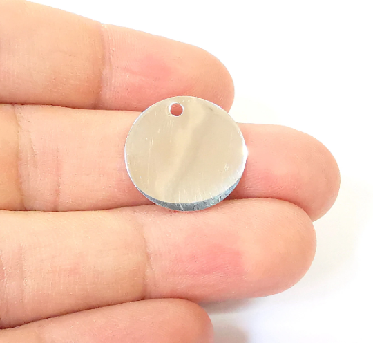 Sterling Silver Stamping Blank Charms 925 Silver Disc Charms Round Charms Pendant, Findings (20mm) G30084