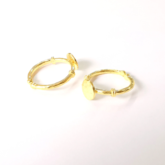 Stamping Ring Blanks, Gold Plated Sterling Silver, Engraving Blank, Statement Rings, Adjustable Nameplate Ring, 925 Solid Silver 8mm G30143