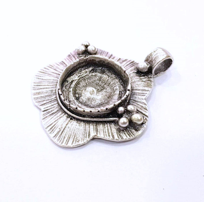 2 Silver Pendant Blank Antique Silver Plated Cabochon Base ,Findings,Pendant  G9549