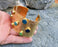 Gold Plated Brass Bracelet with Colored Gemstones Adjustable SR14