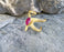 Gold Plated Brass Starfish Bracelet with Fuchsia Agate Gemstone Adjustable SR16