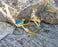 Gold Plated Brass Bracelet with Green Agate Gemstone Adjustable SR17