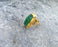 Gold Plated Brass Ring with Green Gemstones Adjustable SR34