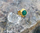 Gold Plated Brass Ring with Green Gemstones Adjustable SR35