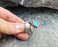 Antique Silver Plated Brass Ring with Turquoise Gemstones Adjustable SR39