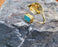 Flower Bracelet with Turquoise Gemstones Gold Plated Brass Adjustable SR44