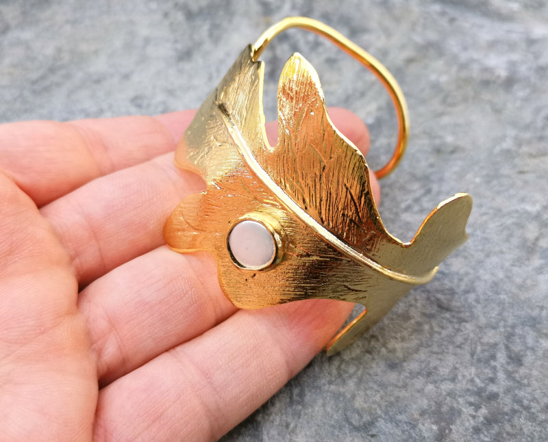 Bracelet with Real Pearl Gold Plated Brass Adjustable SR180