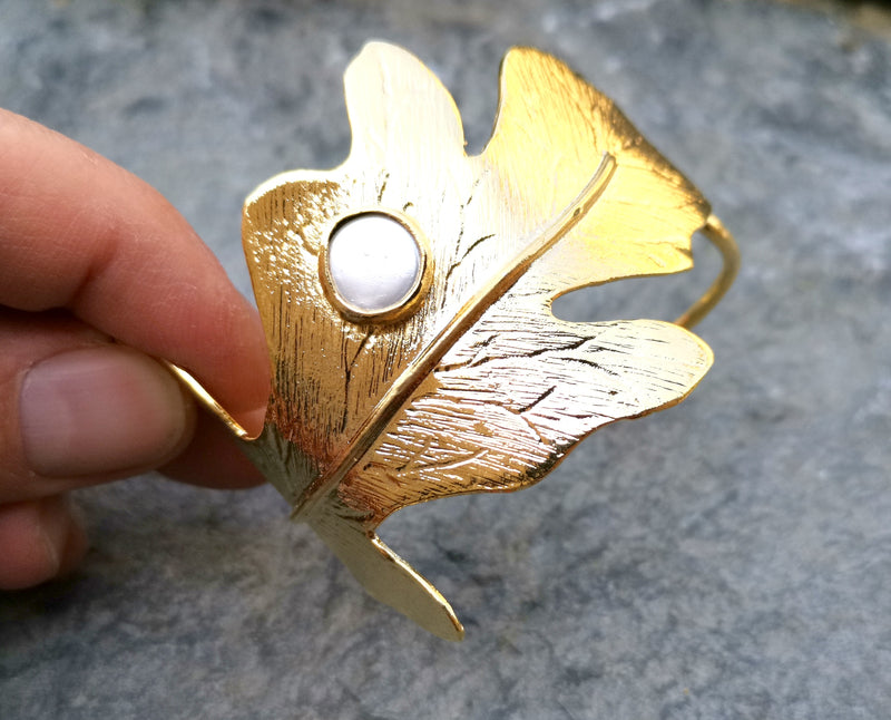 Bracelet with Real Pearl Gold Plated Brass Adjustable SR180