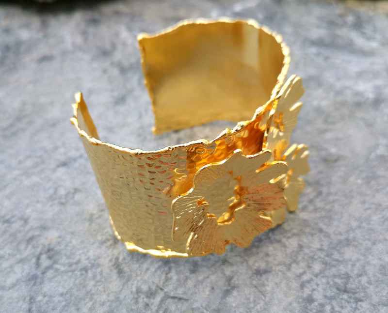 Flowers Bracelet Gold Plated Brass Adjustable SR183