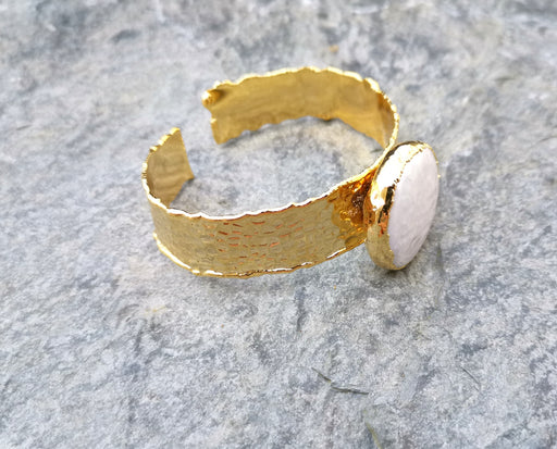 Bracelet with Real Pearl Gold Plated Brass Adjustable SR199