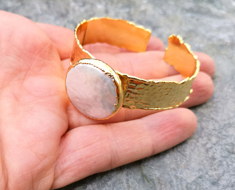 Bracelet with Real Pearl Gold Plated Brass Adjustable SR199