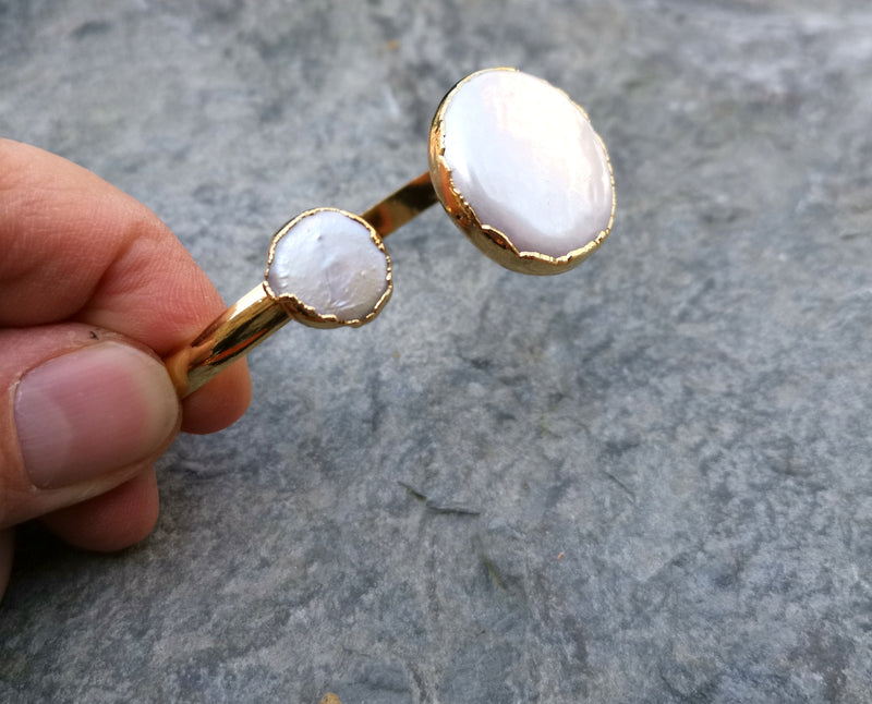 Bracelet with Real Pearls Gold Plated Brass Adjustable SR202