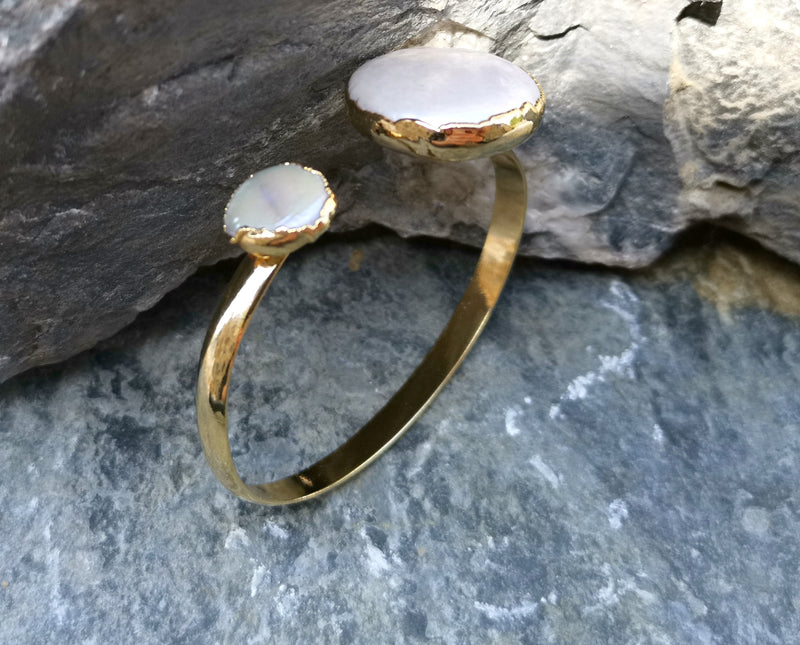 Bracelet with Real Pearls Gold Plated Brass Adjustable SR202