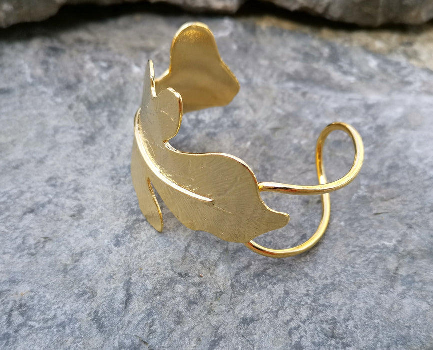Leaf Shape Bracelet Gold Plated Brass Adjustable SR204