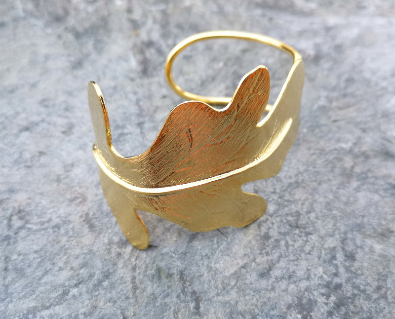 Leaf Shape Bracelet Gold Plated Brass Adjustable SR204