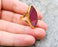 Ring with Fuchsia Agate Gemstone Gold Plated Brass Adjustable SR208