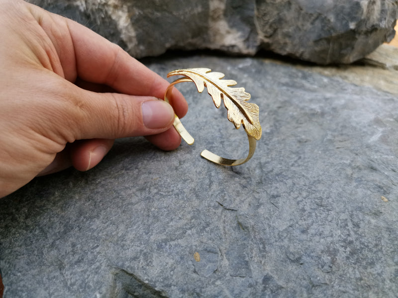 Leaf Bracelet Gold Plated Brass Adjustable SR220