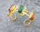 Bracelet with Colored Stones Gold Plated Brass Adjustable SR224
