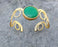 Bracelet with Green Stone Gold Plated Brass Adjustable SR226
