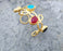 Bracelet with Colored Stones Gold Plated Brass Adjustable SR233