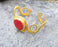 Bracelet with Dark Red Stone Gold Plated Brass Adjustable SR235