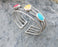 Bracelet With Colored Stones Antique Silver Plated Brass Adjustable SR241