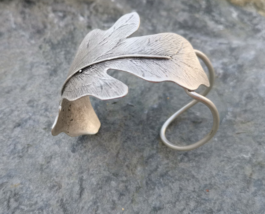 Leaf Bracelet Antique Silver Plated Brass Adjustable SR246