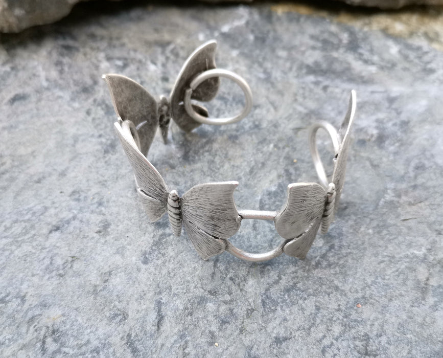 Butterflies Bracelet Antique Silver Plated Brass Adjustable SR252