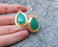 Earrings with Green Stones Gold Plated Brass  SR260