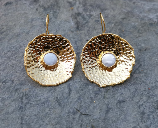 Earrings with Real Pearls Gold Plated Brass  SR261