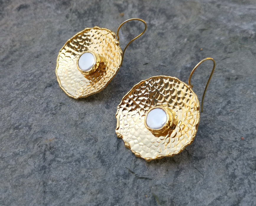 Earrings with Real Pearls Gold Plated Brass  SR261