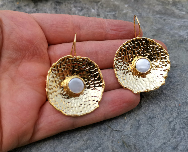 Earrings with Real Pearls Gold Plated Brass  SR261