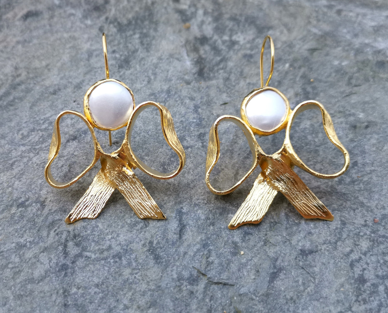 Earrings with Real Pearls Gold Plated Brass  SR262