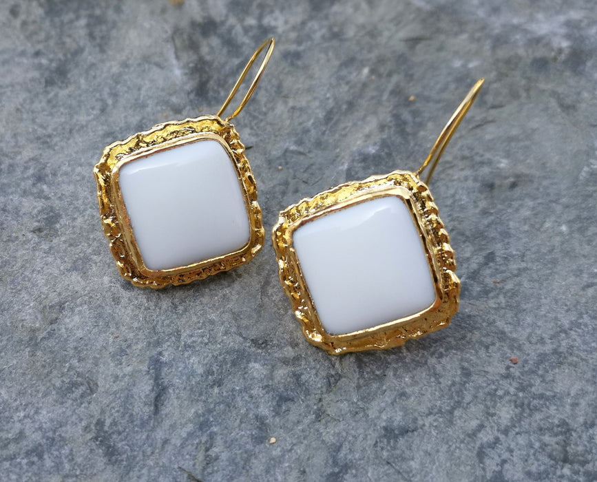 Earrings with White Stones Gold Plated Brass SR263