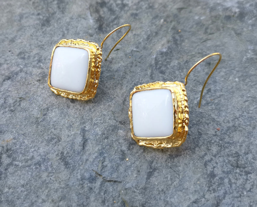 Earrings with White Stones Gold Plated Brass SR263