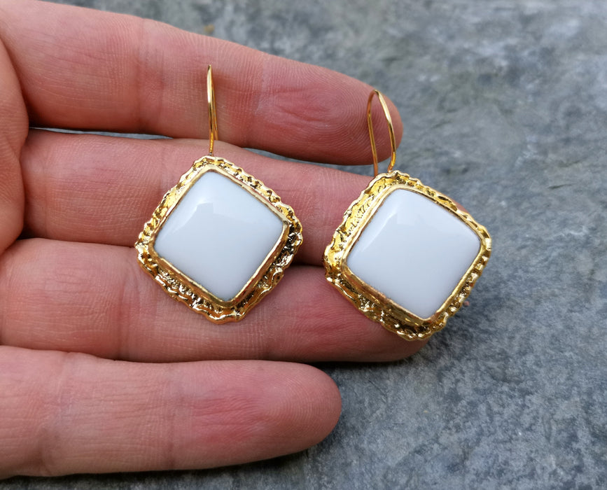 Earrings with White Stones Gold Plated Brass SR263