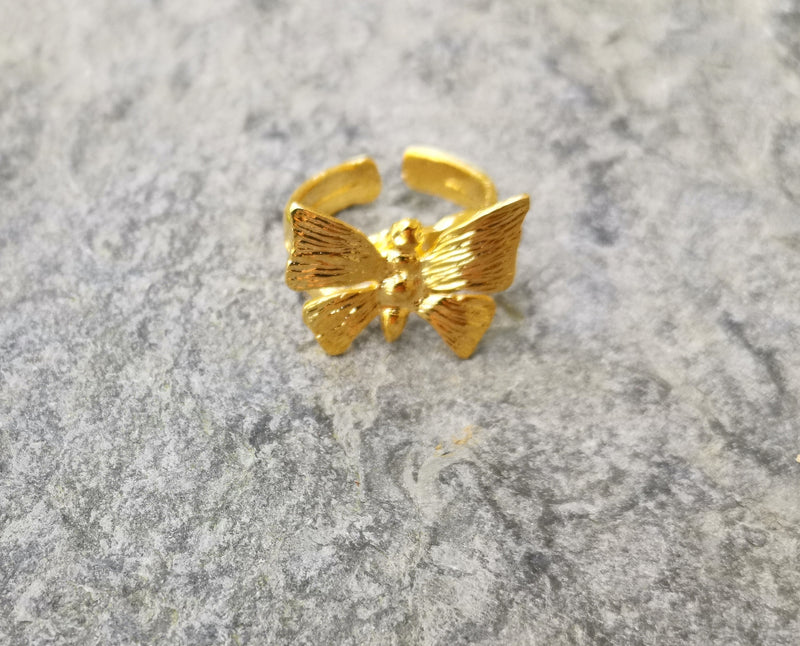 Butterfly Ring Gold Plated Brass Adjustable SR276