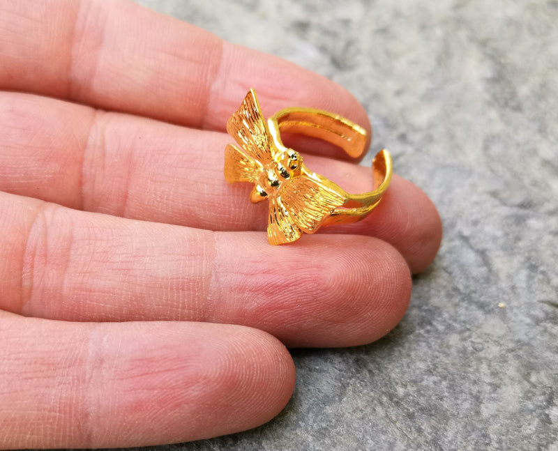 Butterfly Ring Gold Plated Brass Adjustable SR276