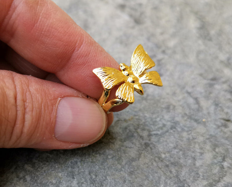 Butterfly Ring Gold Plated Brass Adjustable SR276