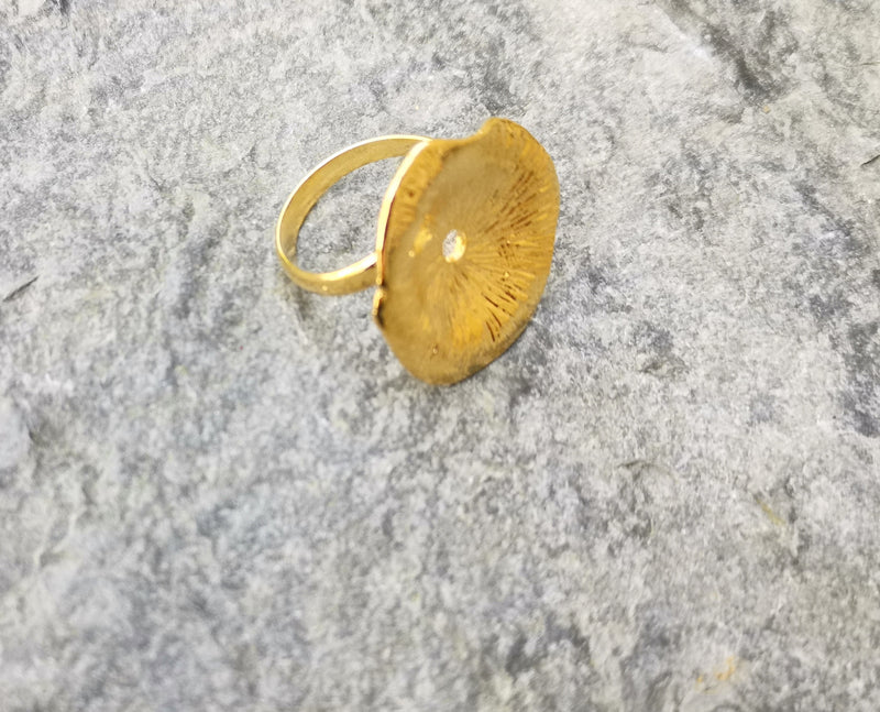 Flower Ring Gold Plated Brass Adjustable SR277