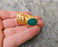 Ring with Wather Green Stone Gold Plated Brass Adjustable SR281